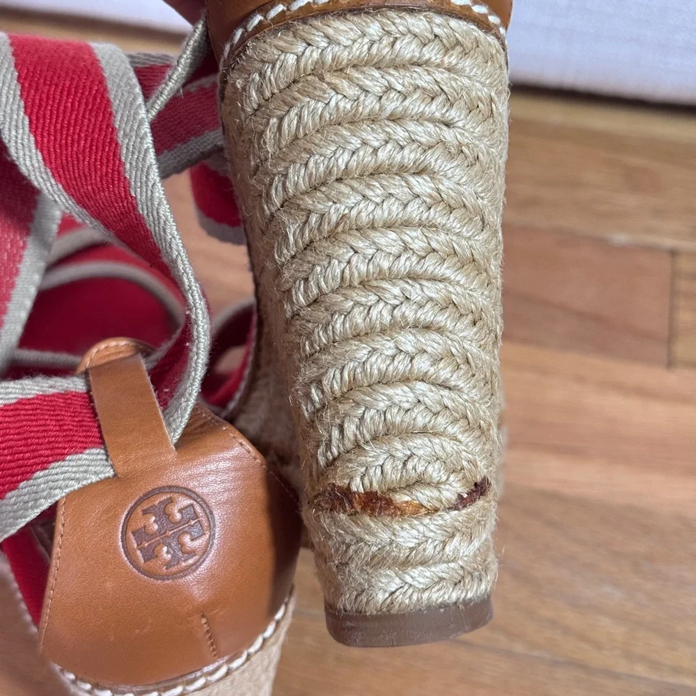 Tory Burch Adonis Red Rope Wedges Wedge Espadrilles Size‎ 7B